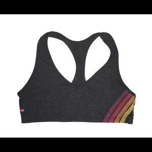 Aviator nation 4 striped V-neck sports bra